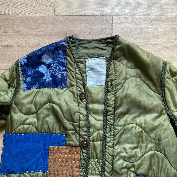 Vintage Army Liner with Japanese Patchwork (Sashiko) - Picture 5 of 8